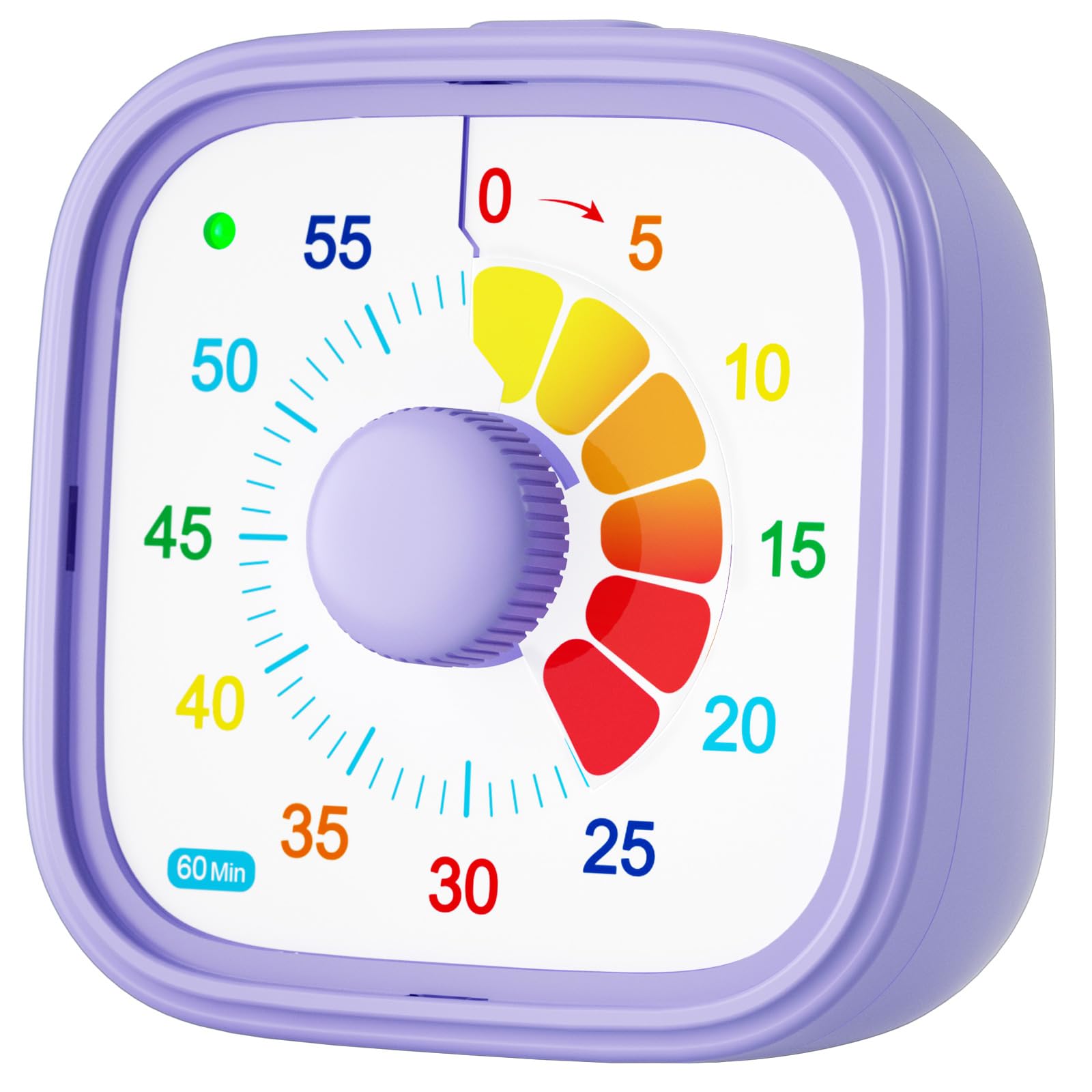 Shintrend Visual Timer for Kids with Colorful Dial, 60 Minute Countdown Desk Productivity Timer for ADHD, Adults, Toddlers (Batteries Not Included)