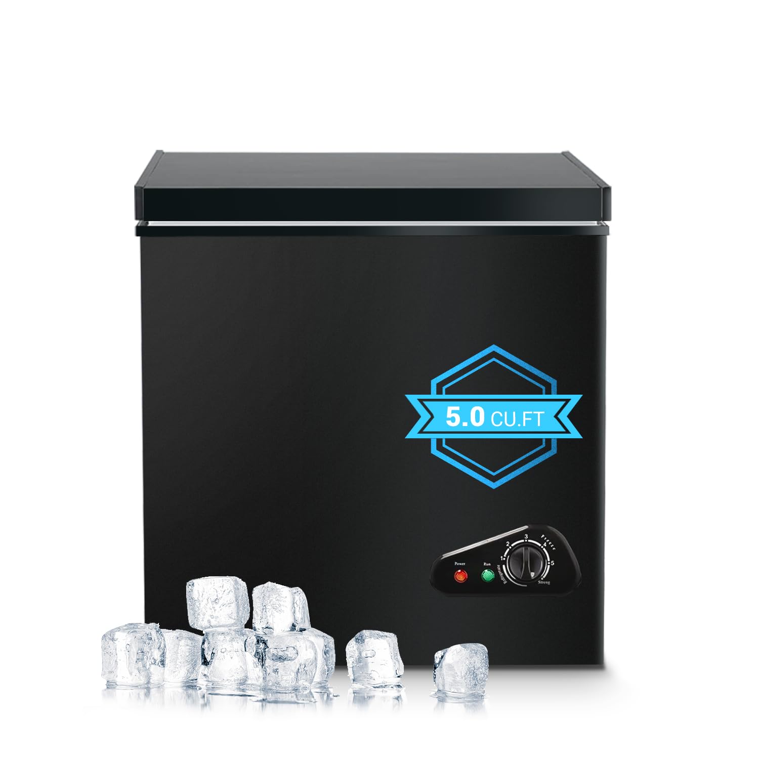 Deep Freezer, Mini Freezer with 7-Step Temperature Control, 5.0 cu.ft Small Deep Freezer, Freestanding Chest Freezer with Removable Basket for Dorm, Office, Bedroom and Small Living Spaces(Black)
