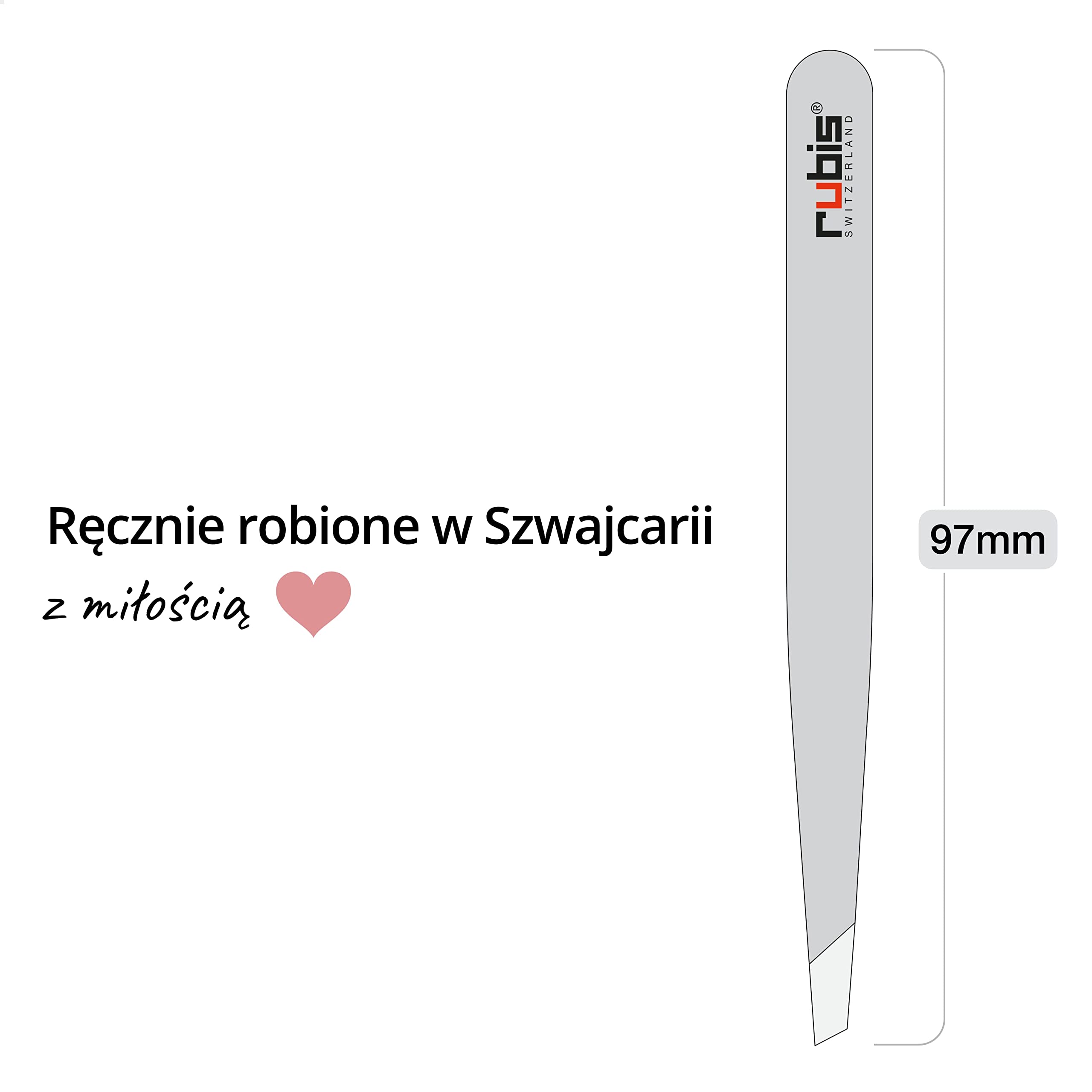 Rubis Pęseta do brwi, ukośna końcówka ze stali nierdzewnej, 9 cm, do wyrywania i kształtowania brwi.