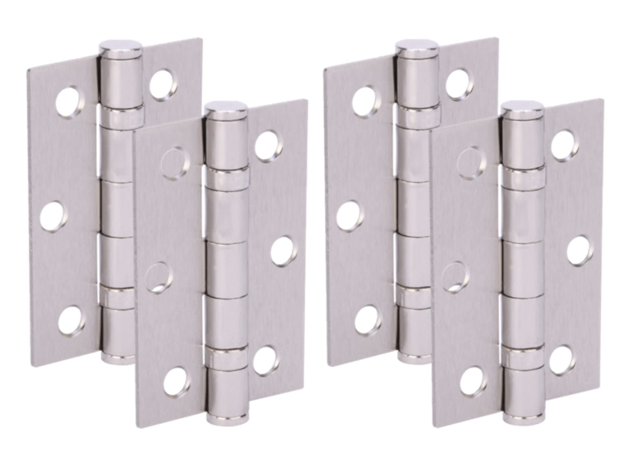 HANDLEZONE® Door Hinges 2 Pairs 76mm / 3 inch Ball Bearing, with Screws - Satin Nickel
