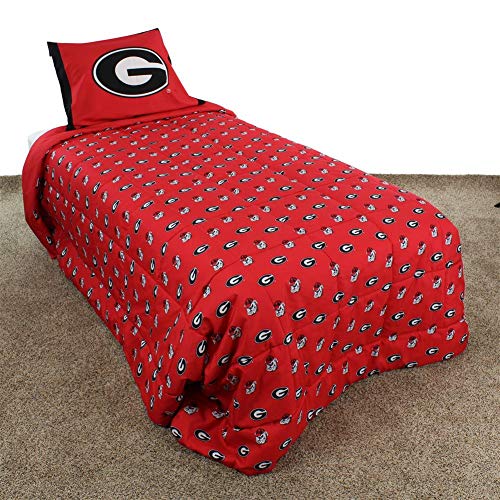 Image of College Covers Everything Comfy Georgia Bulldogs Reversible Big Logo Soft and Colorful Comforter, Twin