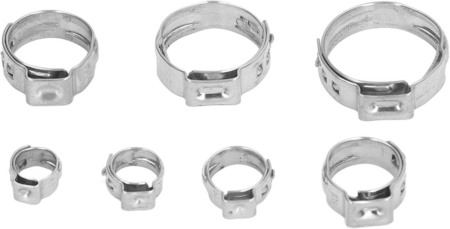 Stainless Steel Hose Clamp Set 130 Pcs 304 Pipe Clamps Kit for Automotive Plumbing Industrial Use Fuel Water Air Hoses Secure Connection