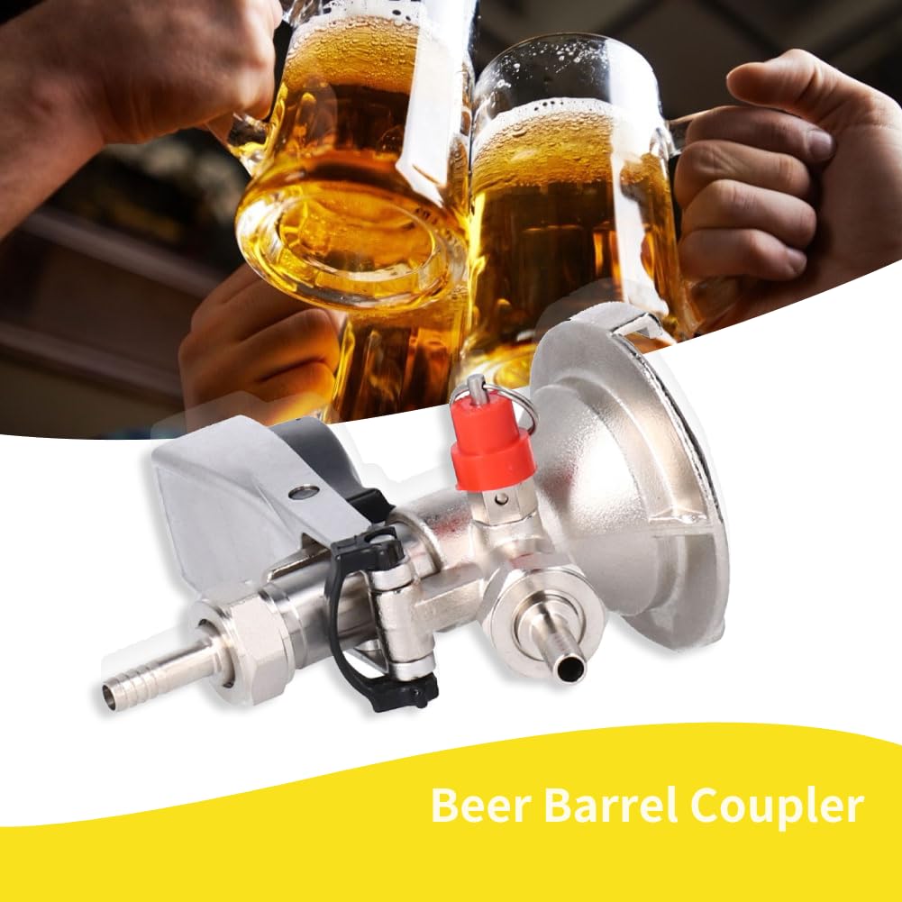 Coupleur de Fût de Bière, Distributeur de Robinet de Fût de Bière en Acier Inoxydable G5/8, un Coupleur avec Soupape de Décharge, Accessoire de Vin, Peut être utilisé avec les