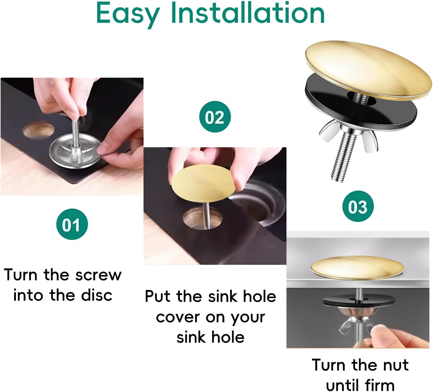 1 Pack Gold Kitchen Sink Hole Cover,Faucet Hole Cover for preventing Debris and Water from Entering the Sink image 4