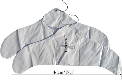 Miniatura 2 de 4 perchas inflables de viaje, hombros redondos blancos, estante de secado de ropa plegable portátil con gancho de metal, juego de almacenamiento de