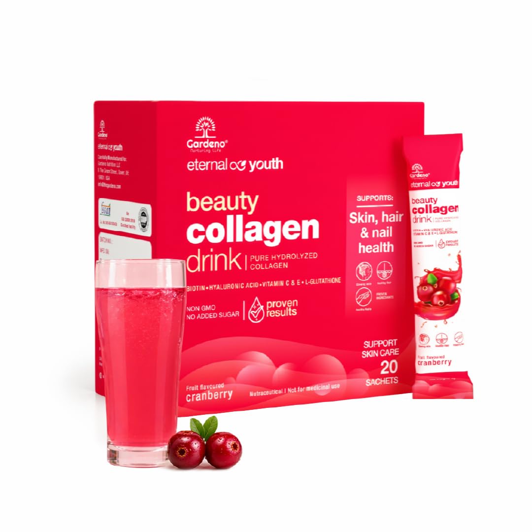 4000mg glutathione Gardeno Eternal Youth Beauty Collagen Drink | Hydrolyzed Marine Collagen Peptides, Glutathione, Biotin, Vitamin C&E | Skin Elasticity, Hair & Nail Strength | Cranberry Flavor nasal spray bpc 157 Size:10x30ml lumi Gluta