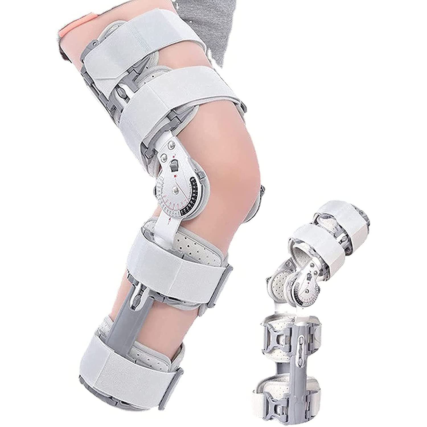 Ortesis de Rodilla, Ortesis de Rodilla Ajustable Soporte Estabilizador de Articulaciones, Rodillera con Bisagra Fractura Fija Férula Protectora de Piernas, Soporte Ortesis de Miembros Inferiores