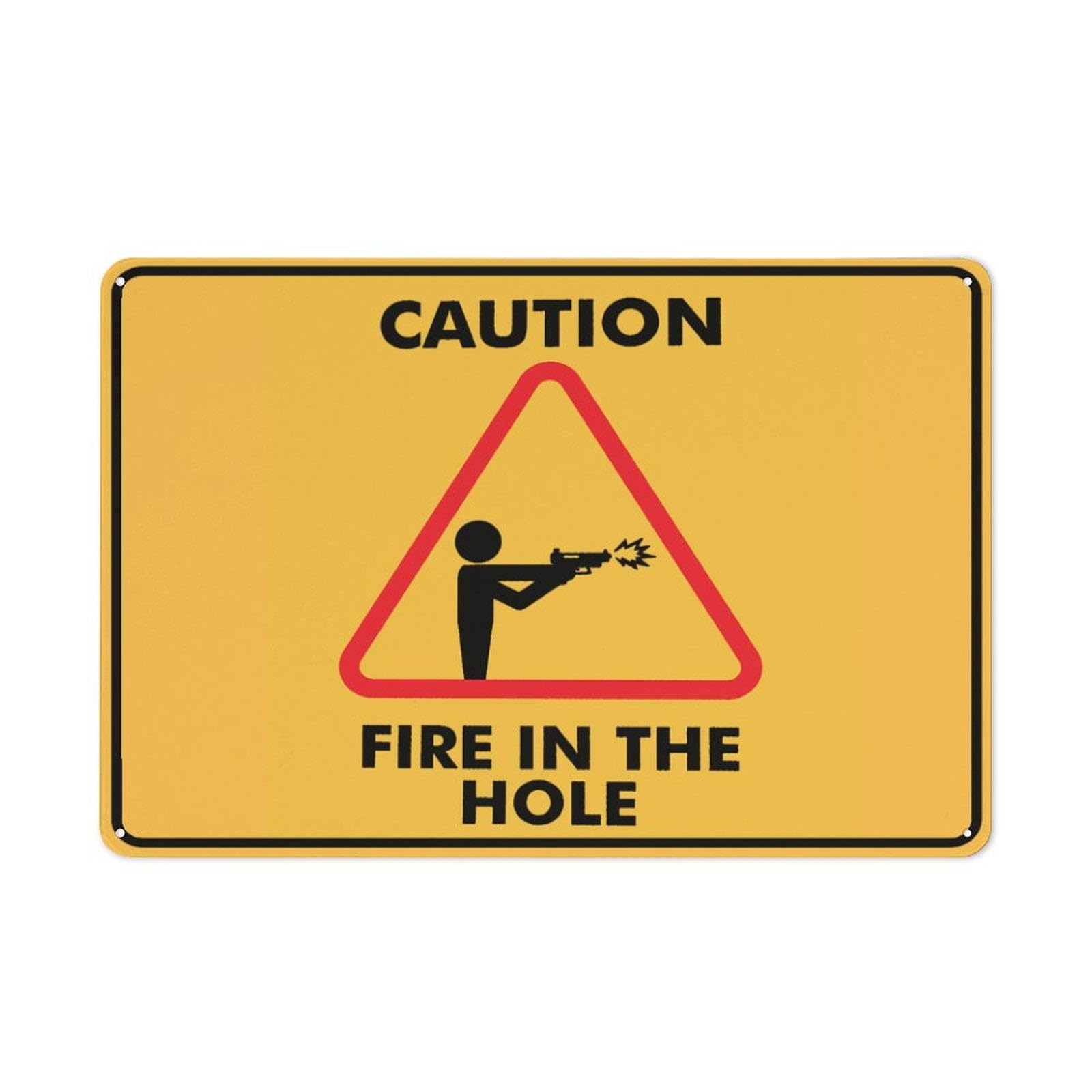 peiyeety Caution Fire in The Hole Sign 12x16 Inches Metal Sign, Rustproof Aluminum, Multicolor