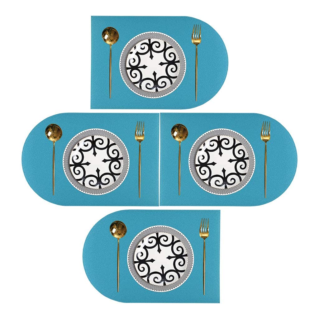 Sets de table en similicuir bleu clair lavables et antidérapants pour cuisine