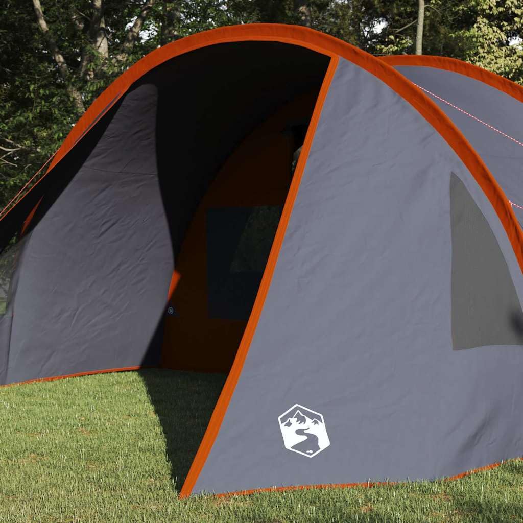 Mangloder Tunnelzelt für 5 Personen Grau Orange 805 x 405 x 211 cm wasserdicht UV-beständig Campingzelt für Garten, Strand, Wandern, Outdoor, Familien, Trekking, leicht, kompakt, robust