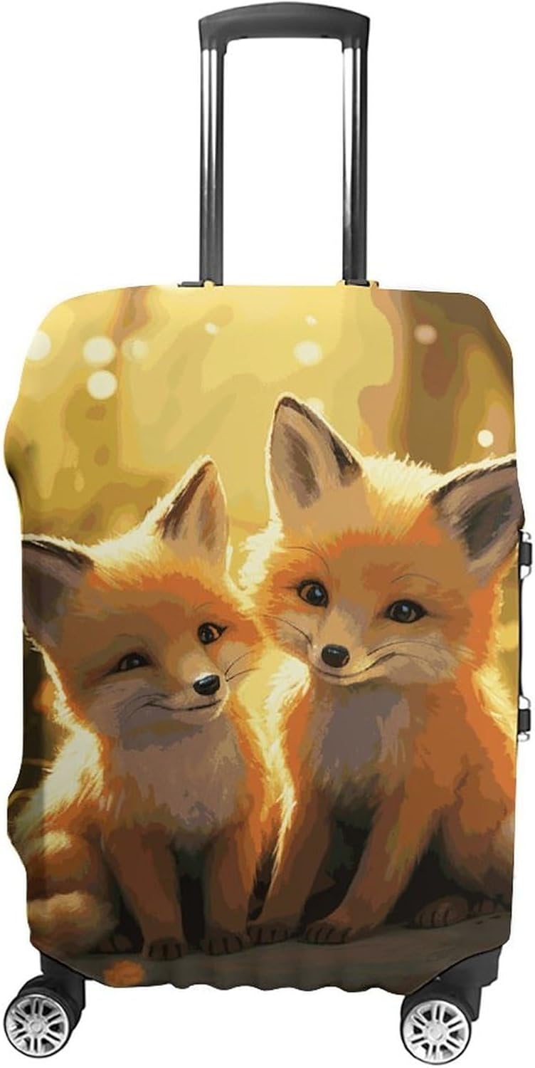 Cute Foxes Luggage Cover for Travel, Washable Suitcase Protector for Home, Anti Scratch Luggage Covers S with Zippers on Both Sides, Suitcase Stretchable Outdoor Accessories
