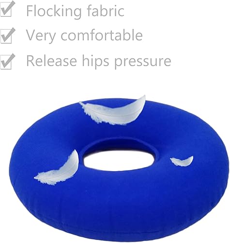 Miniatura 3 de Paquete de 2 almohadas de dona para el dolor de coxis, asiento inflable de dona con una bomba, cojín de asiento para hemorroides, cojín redondo para