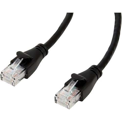 Amazon Basics RJ45 Cat 6 Ethernet Patch Cable, 1Gpbs Transfer Speed, Gold-Plated Connectors, 10 Foot - Pack of 5, Black
