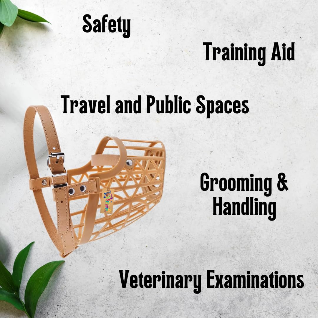 Western Era Adjustable Strap Dog Muzzle - Ensure Pet Safety & Comfort, Prevent Biting Behavior - Perfect for Medium-Sized Dogs, Ideal for Walks, Training & Grooming (Beige Extra Small) 1