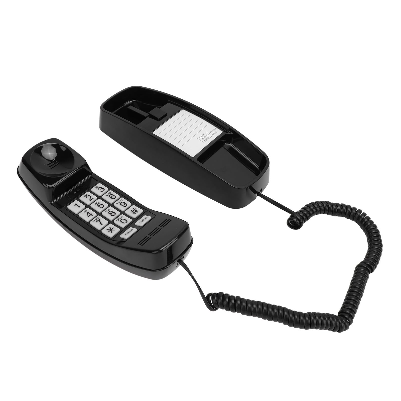 Teléfono con Cable, Trimline con Cable Pequeño Teléfono de de Control Volumen Amigable para Personas Mayores para Hotel (Black)