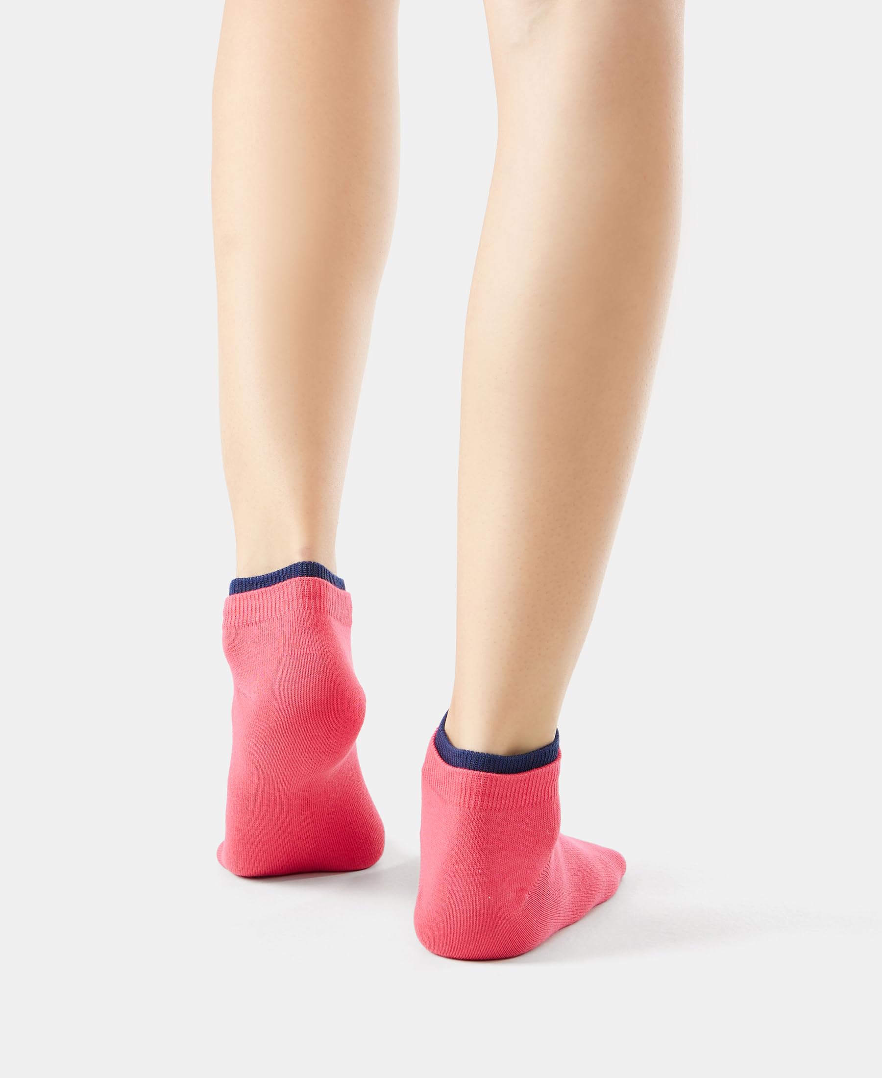 Jockey Women's Low Ankle Length Compact Cotton Stretch Socks with StayFresh Treatment (Pack of 2) 7491_Imperial Blue&Raspberry_Free Size - Image 9 thumbnail