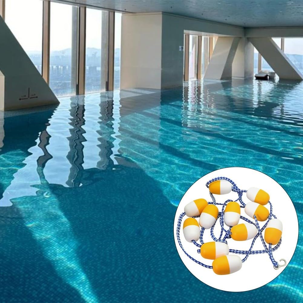 Ligne de flottaison en nylon de 5 m avec bouées robustes de 7 cm pour une meilleure sécurité et visibilité dans les zones aquatiques