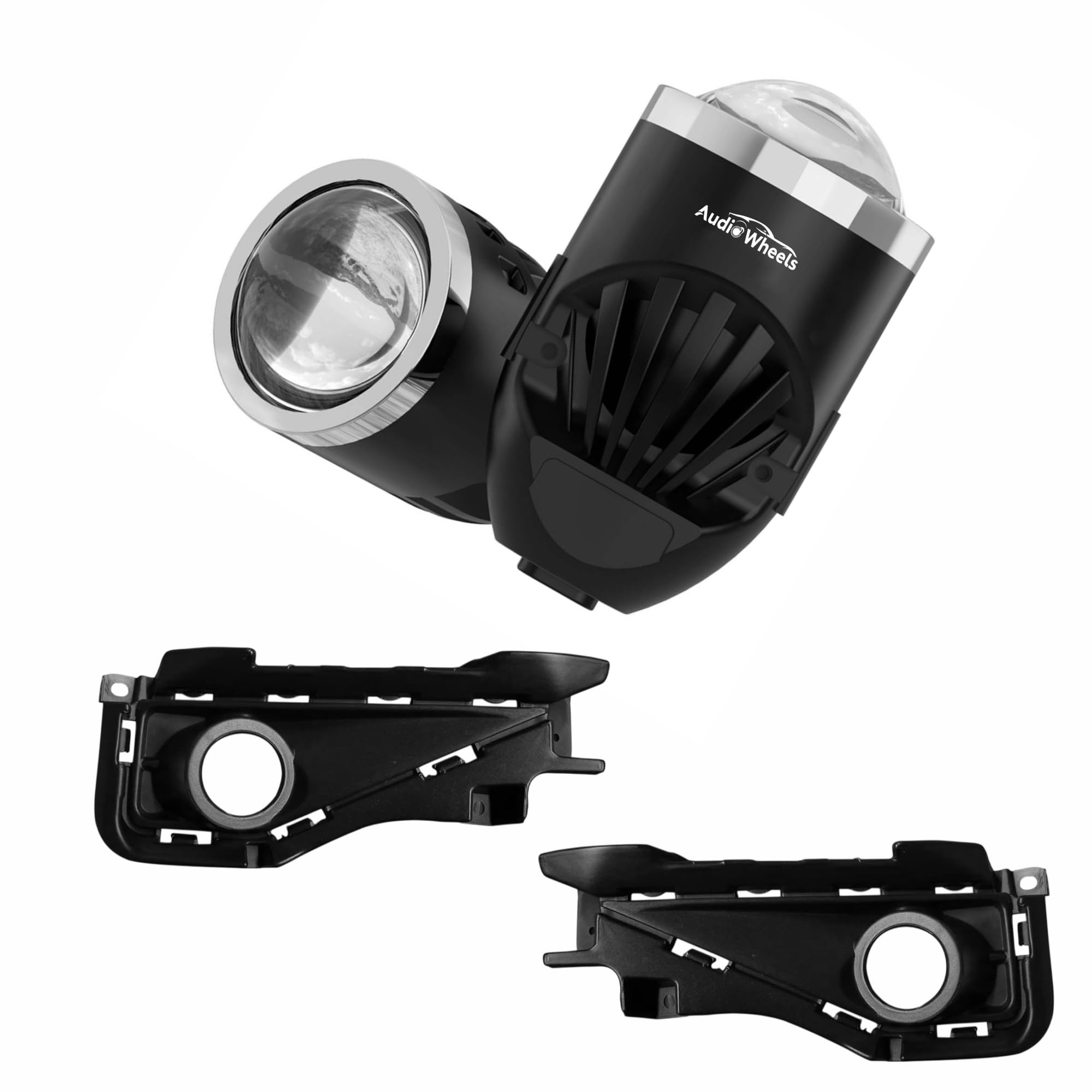 Audio Wheels 2" LED Projector Fog Lamp with Cover - 120W, Tri-Color (White/Warm/Yellow) | with Blue Tint Film | 12V/24V Fog Light for Car & Vehicle Modification | For Huyndai Exter 2024-image-17