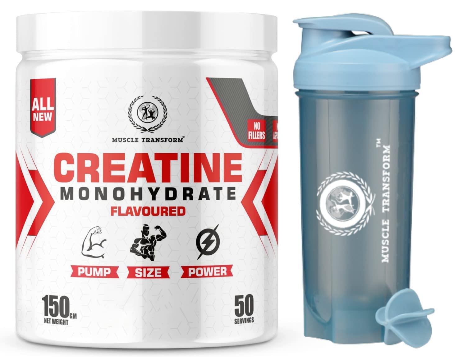 Muscle Transform Creatine Monohydrate, Strength, Reduce Fatigue, 100% Pure Creatine, Lean Muscle Building, Supports Muscle Growth, Athletic Performance, Helps Sustain Longer Workout, Reduces Fatigue, Recovery for Men, Women & Athletes [50 Servings, Green Apple] Free Gym Shaker Sipper Bottle
