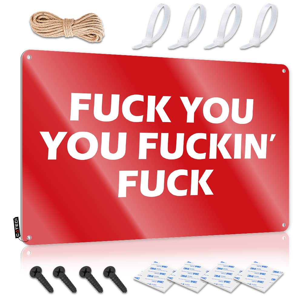 Farmers Market Wall Decor Metal Tin Sign Man Cave Rules Flat Print Art : Tiki & Western Bathroom Out - Fuck You Fuckin(20X30CM)