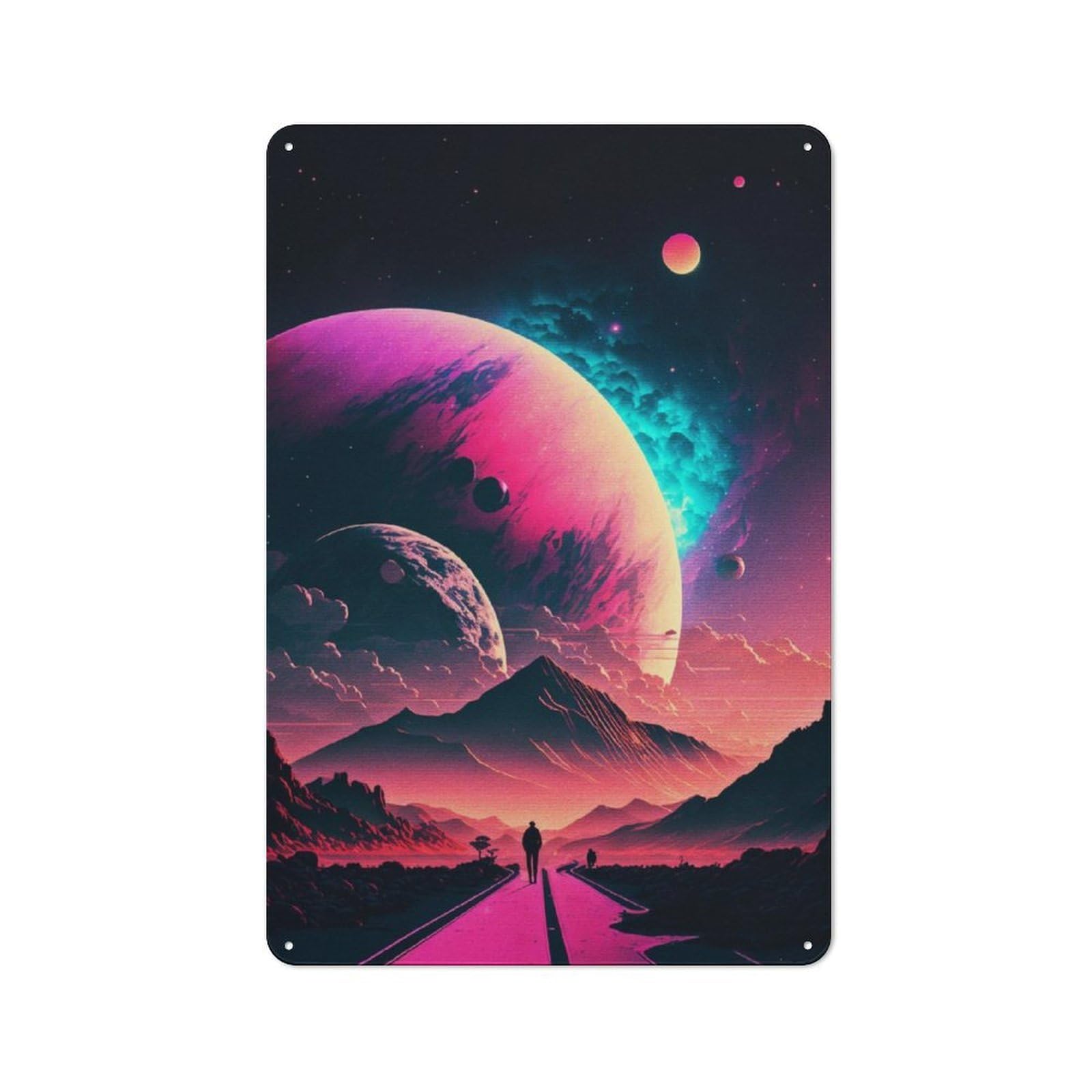 Vintage Tin Sign 30x20cm with Cosmos Vaporwave Cinematic for Dining Room Or Kitchen, for Dining Room Decor Fans