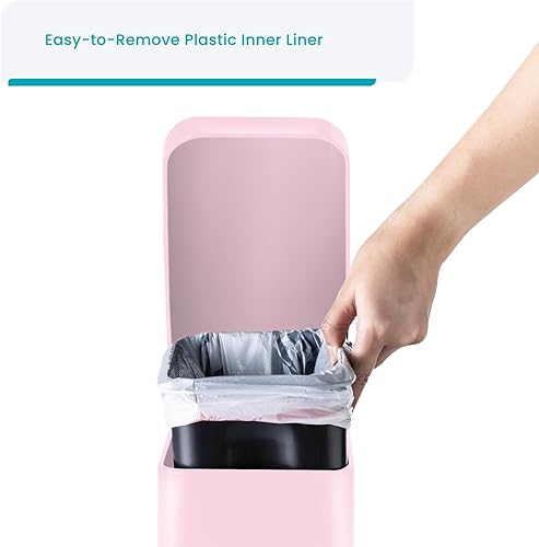 Miniatura 10 de Home Zone Living Bote de basura de baño de 13 galones acero inoxidable delgado pedal escalonado 5 litros