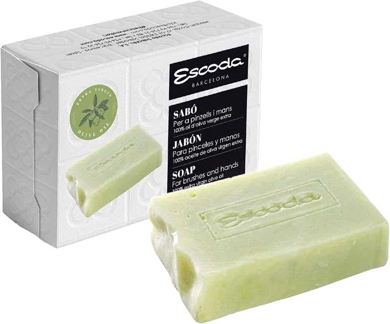 Escoda Sabonete em barra com azeite para limpeza de pincéis e mãos, 100 g