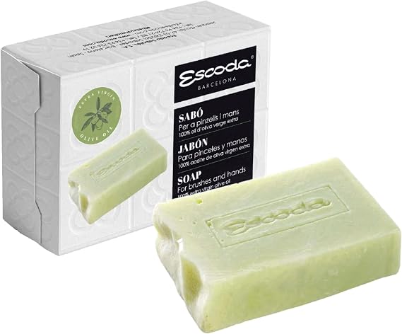 Escoda | Olive oil brush soap | Soap for cleaning brushes and hands | 100g per bar | 1 Bar of soap | For all types of brushes