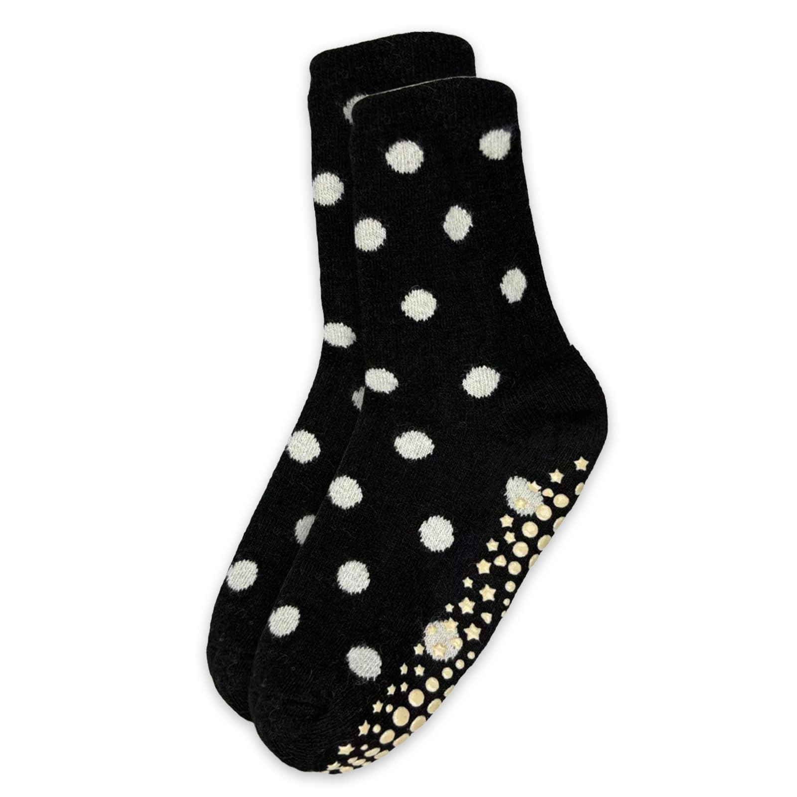 Cute Polka Dot Yoga Socks for Women – 3 Pairs Non Slip Grip Pilates Barre Socks, Cozy Crew Style, US Size 5-9