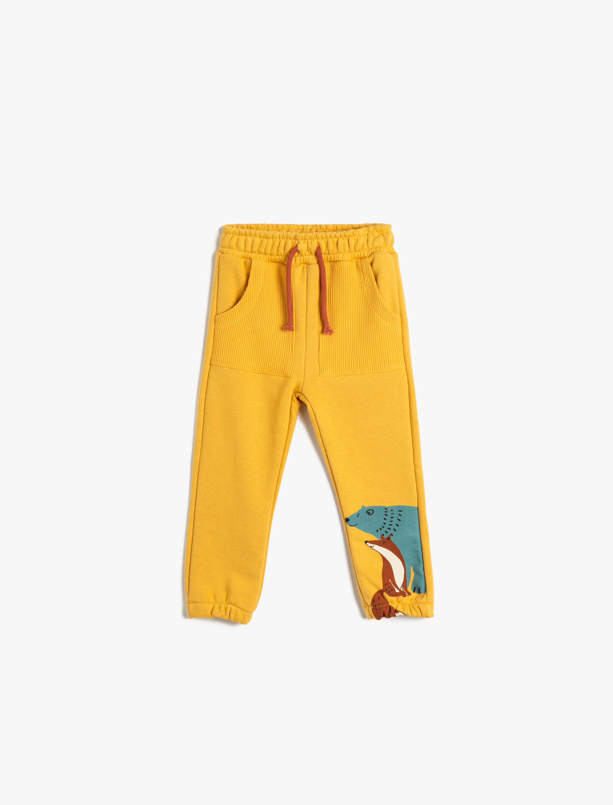 Koton Jogger Sweatpants Animal Printed Drawstring Brushed Interior Pantalones de chándal, Yellow(161), 2-3 Años para Niños