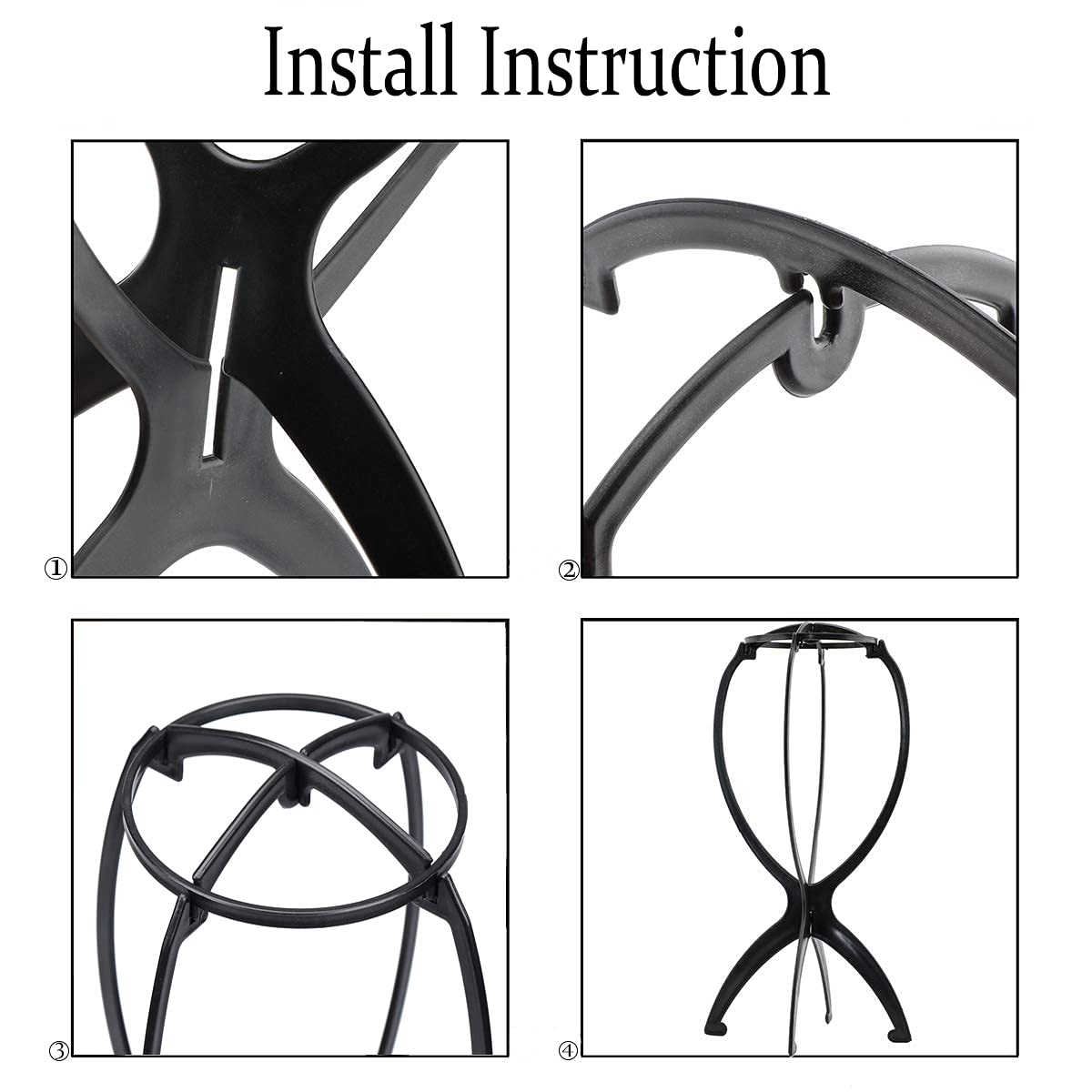 4 Pack wig stand 14.2 Inches wig holder for multiple wigs (Black)