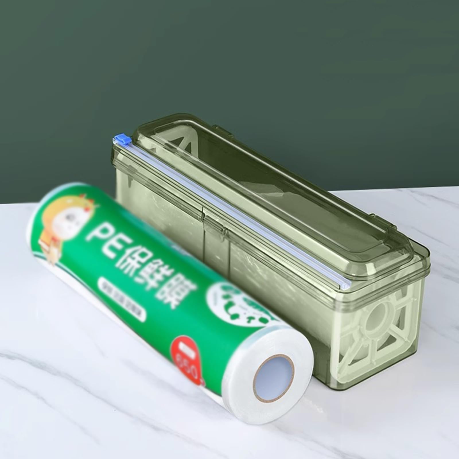 Dispensador De Envolturas De Plástico con Cortador, Cortador Ajustable Reutilizable De Film Transparente Apto para Supermercados, Cocinas, Envasado De Frutas Y Verduras(A+Plastic Wrap 300m)