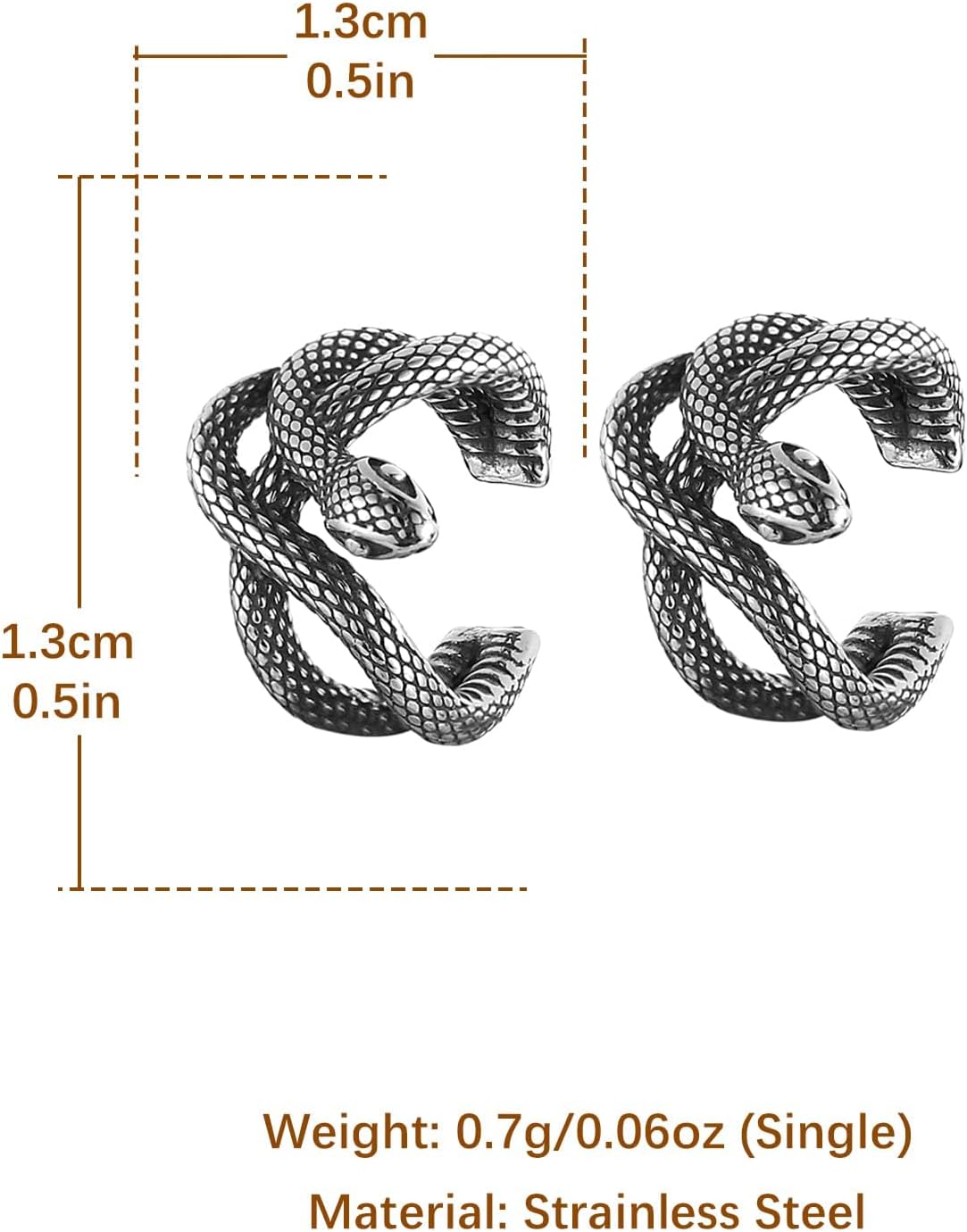 HZMAN Stainless Steel Ear Cuff Earrings No Piercing for Women Men Gothic Snake Clip On Cartilage Earring Jewelry - Image 5