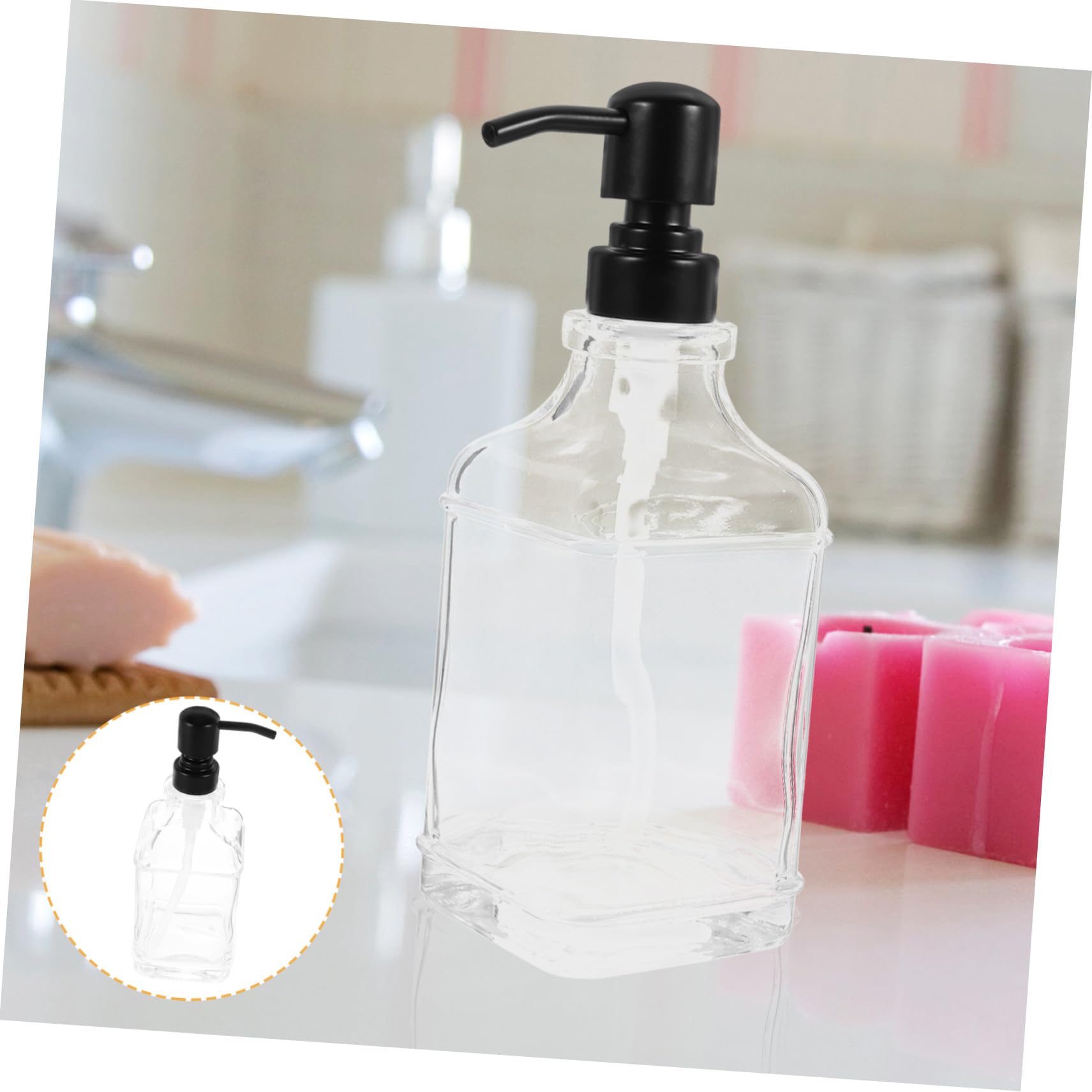 Anneome Botella Dispensadora De Jabón Vacía De Vidrio Transparente Dispensador Rellenable para Manos Champú Acondicionador Loción Baño y Cocina