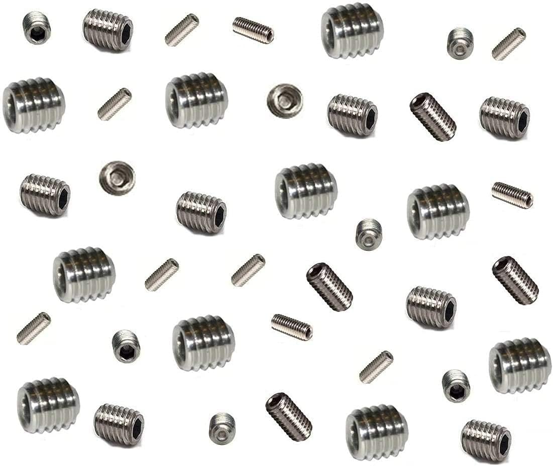 Grub Screws Metric Thread (Mixed 40 PACK) A2 Stainless Steel Corrosive Resistant 10 X M3 M4 M5 & M6 x 5mm Socket Cup Point Allen Key Grub Screw Screws by BSJ Fixings