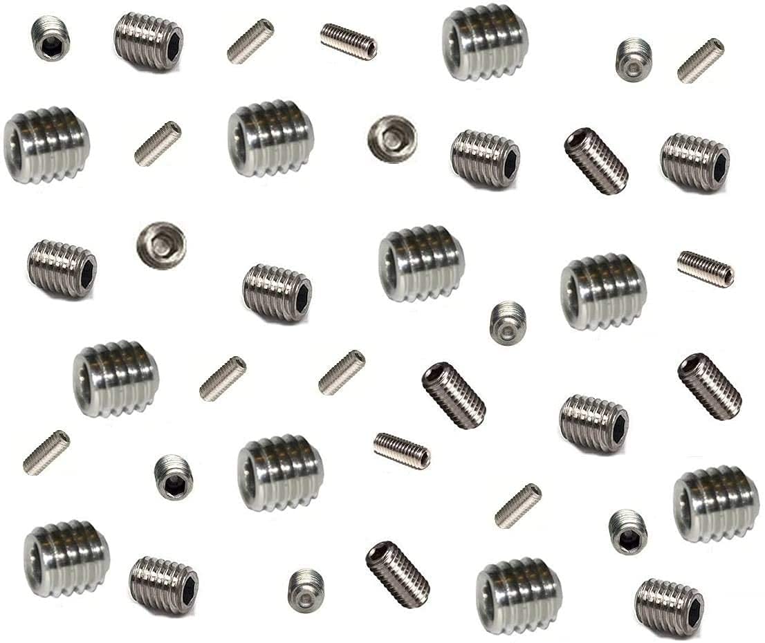 Grub Screws Metric Thread (Mixed 40 PACK) A2 Stainless Steel Corrosive Resistant 10 X M3 M4 M5 & M6 x 5mm Socket Cup Point Allen Key Grub Screw Screws by BSJ Fixings