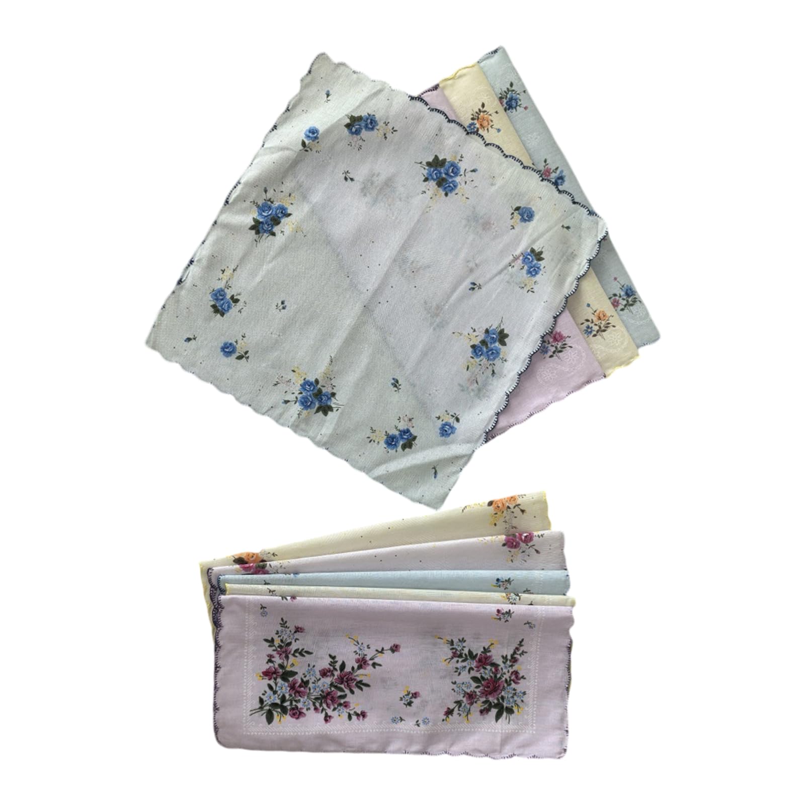 Buxuaaaa Lady Fragmented Flowers Square Handkerchief Women Cloth Wipe Sweat Bandana Thin Neck Scarfs Cotton Handkerchiefs