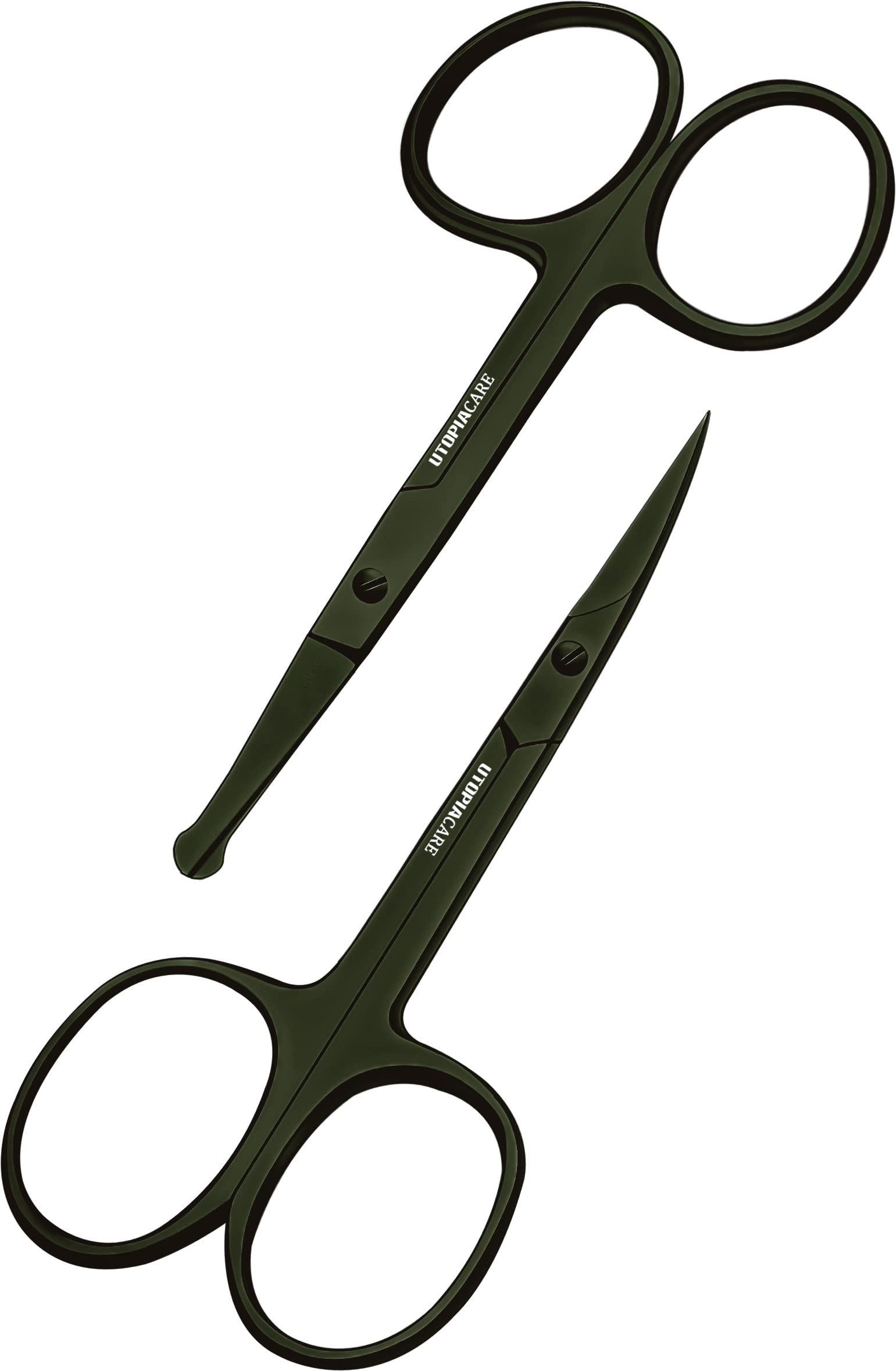 Utopia Care Eyebrow Scissors, Professional Stainless Steel Small Shears for Men and Women, Nose Hair Scissors for Grooming Mustache, Beard, Eyelashes, Ear Hair Trimming, Green