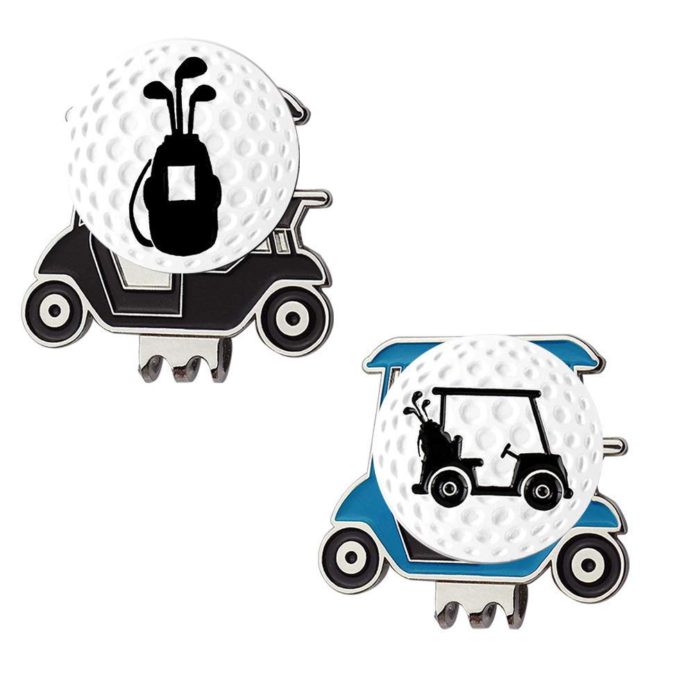 MyartteGolf Cart Hat Clip, Assorted Pattern Golf Ball Markers 24.4MM,Nice Golf Gift for Women Men,Pack of 2