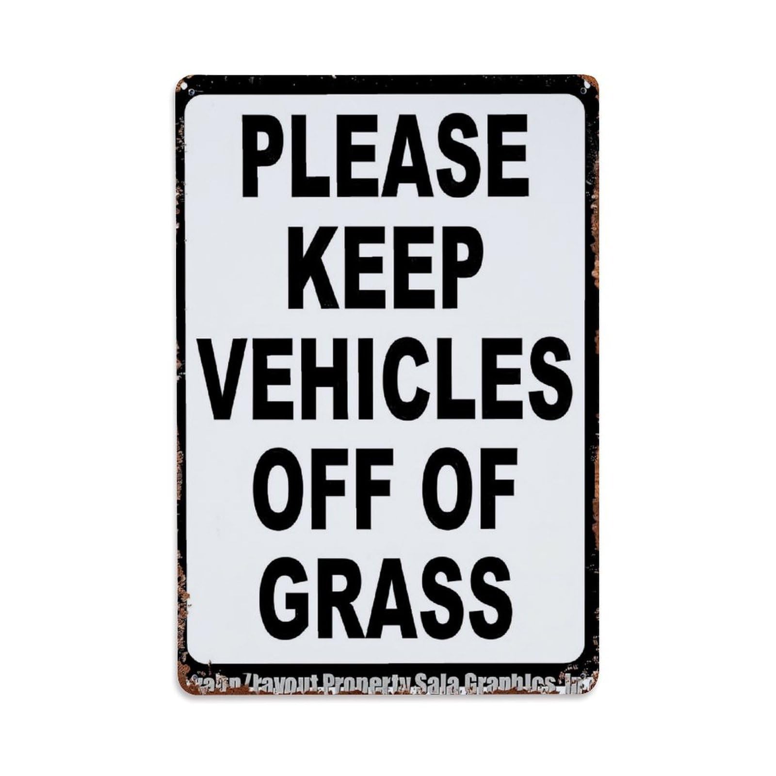 Jdfenggu Vintage Please Keep Vehicles Off Of Grass Retro Metal Tin Sign, Decor Art Poster For Bar, Home, Man Cave, Kitchen, Laundry Room Gift 8X12inch