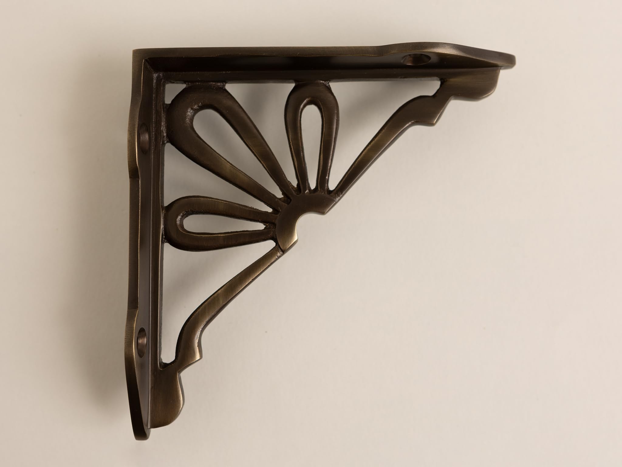 Brass Bee Antique Brass Flower Shelf Brackets | Heavy Duty Brackets For Kitchen Bookshelf | Brass Shelving Heavy Solid Cast Brass | Sold Individually