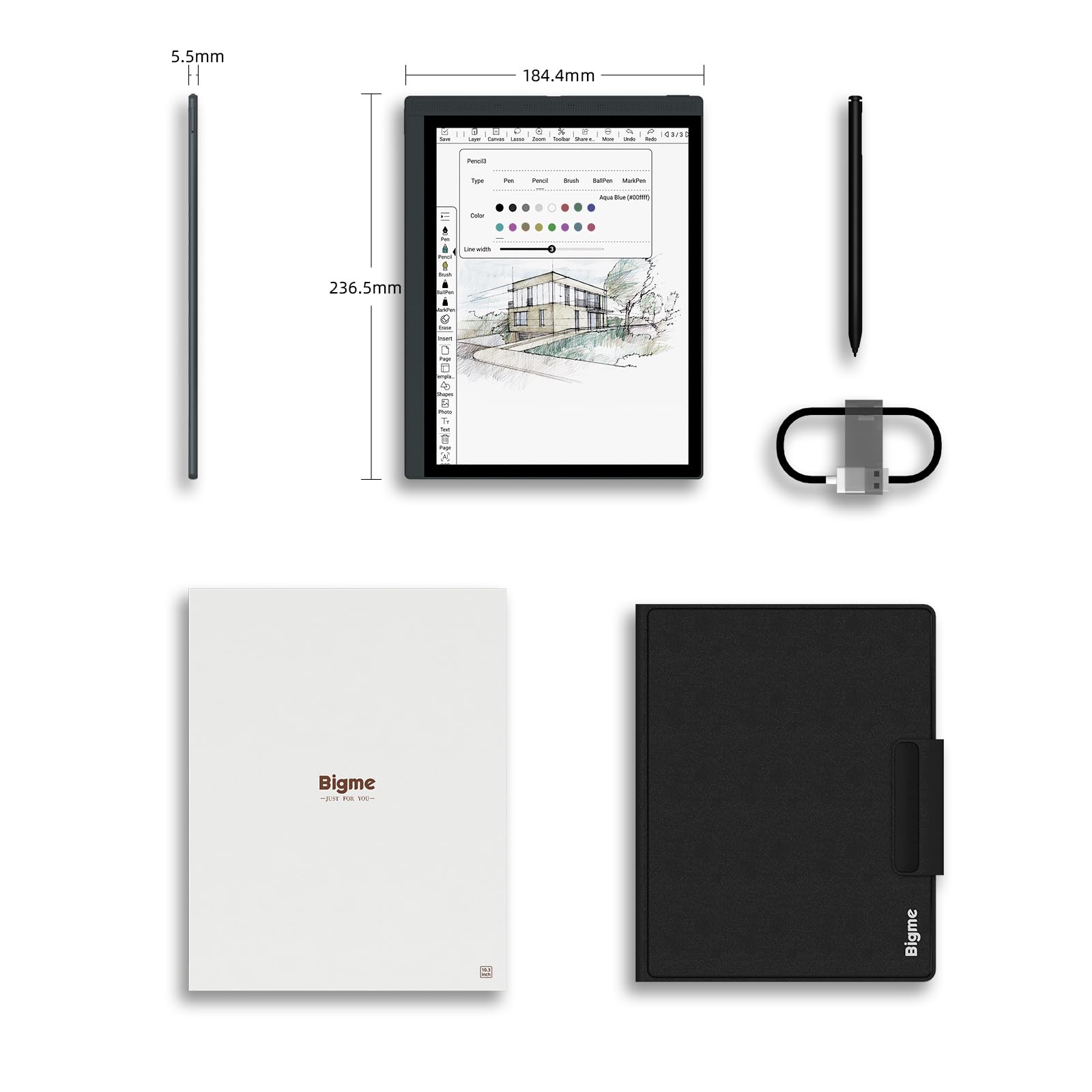 Amazon.co.jp: Bigme 10.3インチ 電子書籍リーダー5.5mm の厚さ、5MP