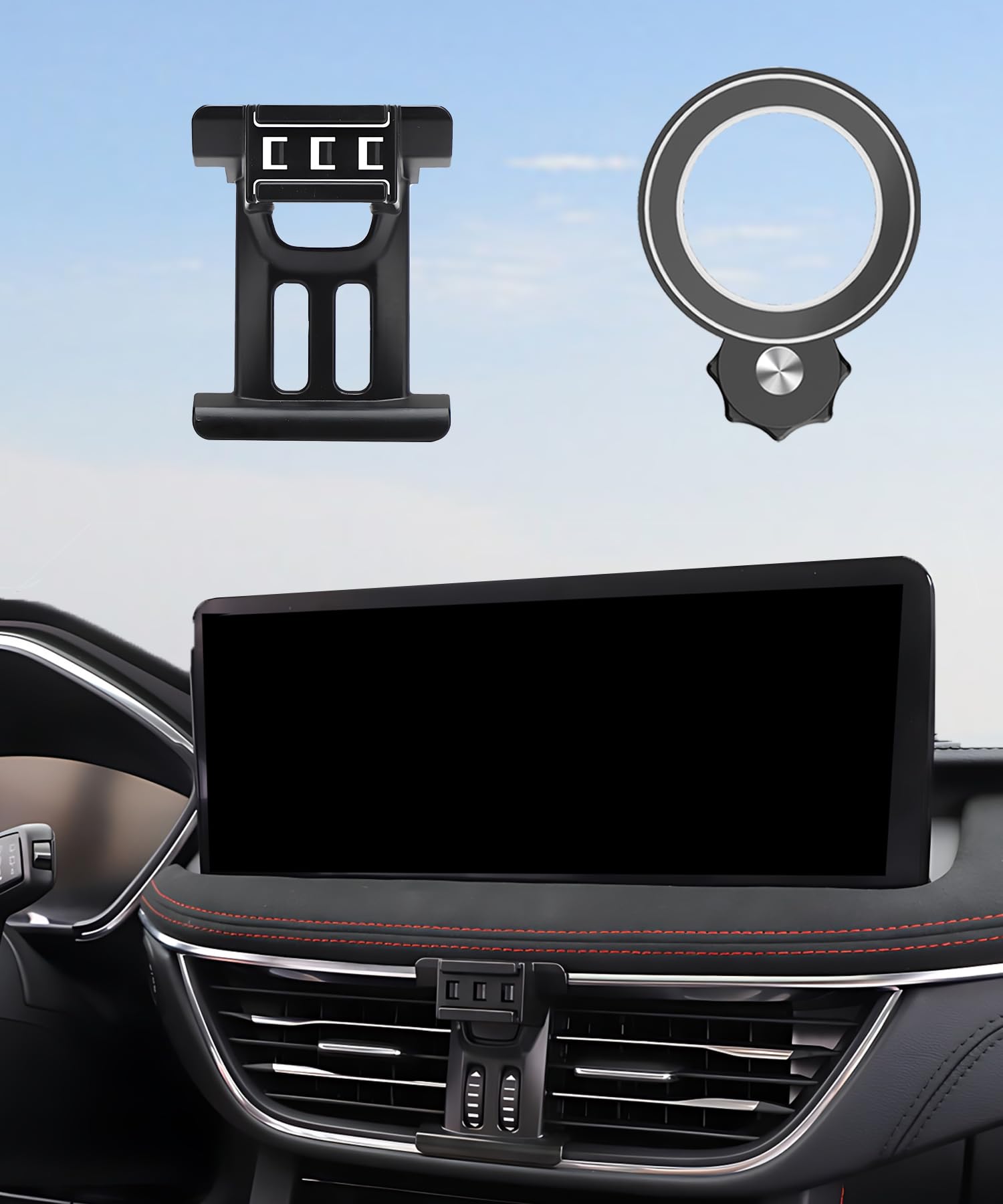 Samochodowy uchwyt na telefon do Ford Escape 2020-2024 Escape Hybrid akcesoria kompatybilne z MagSafe bez użycia rąk, obrót o 360 stopni, regulowany uchwyt na telefon komórkowy, nie