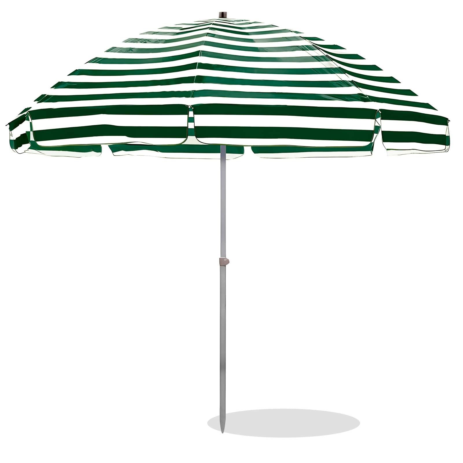 Sombrilla de playa portátil de 8 varillas a rayas con protección solar exterior para camping