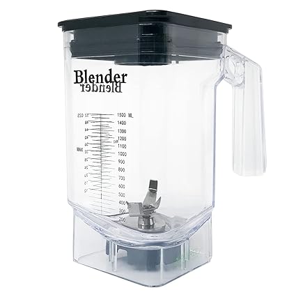Replacement Cranddi Jar for K98, 52 oz (1.5L), Four Sided, Professional-Grade Blender Jar with Vented Latching Lid, BPA-free, Comes with 4 Blades totally Stainless Steel, Clear