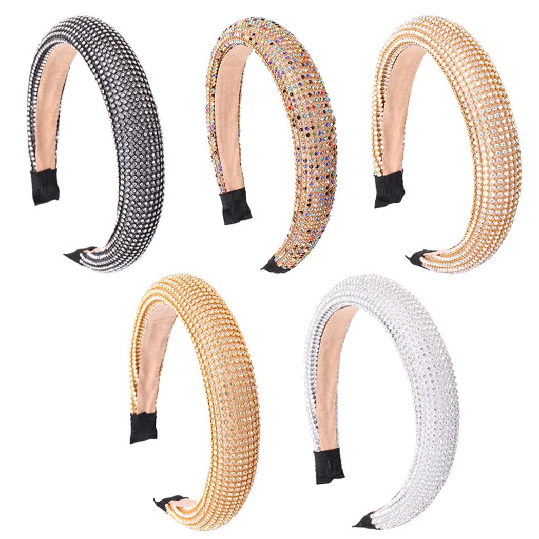 5 cerchietti per capelli con strass, accessorio decorativo da donna