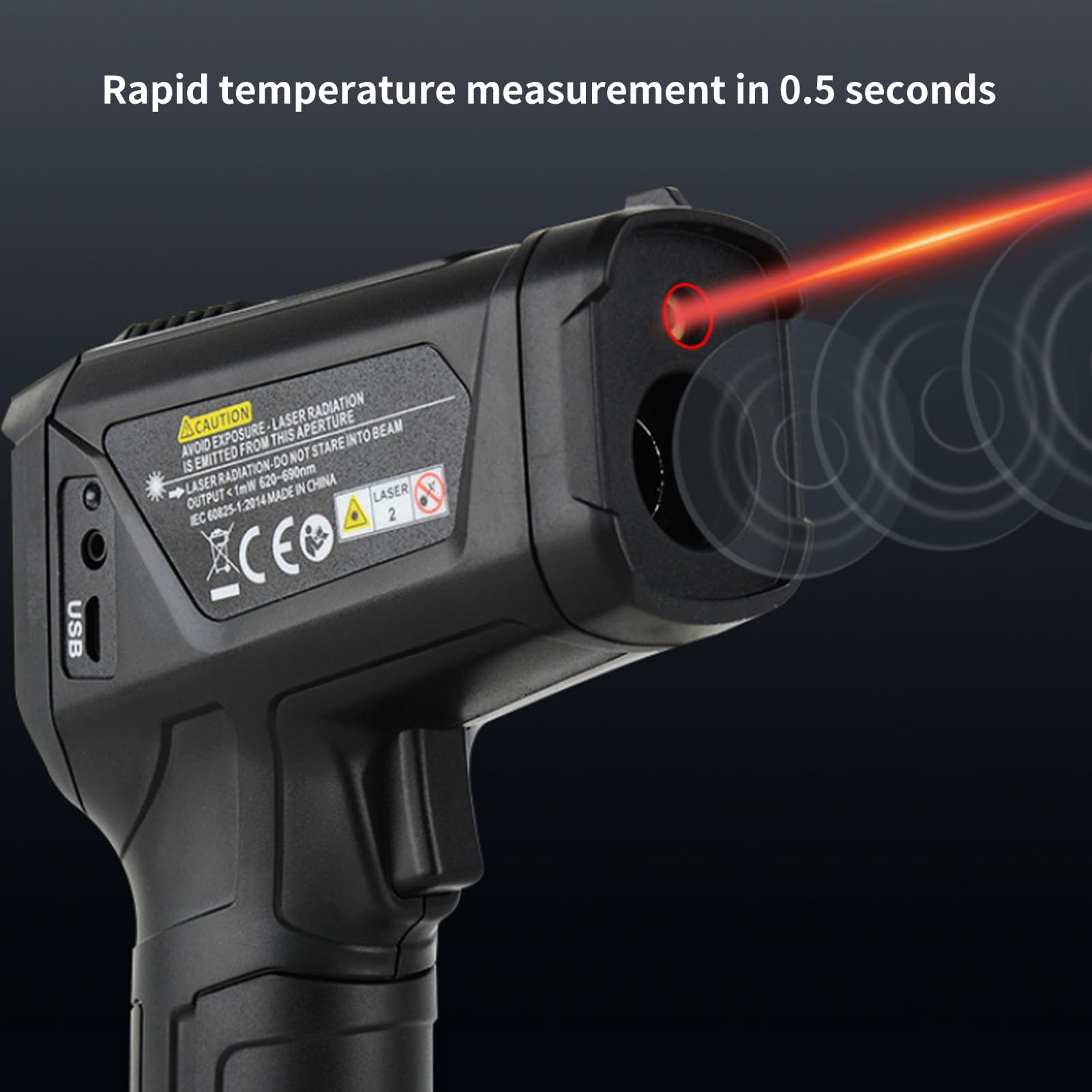 Przenośne narzędzie do pomiaru temperatury Kuuleyn, pistolet temperaturowy na podczerwień, IR02A 50 ℃ ~ 800 ℃ Termometr na podczerwień Bezdotykowy miernik temperatury do użytku w