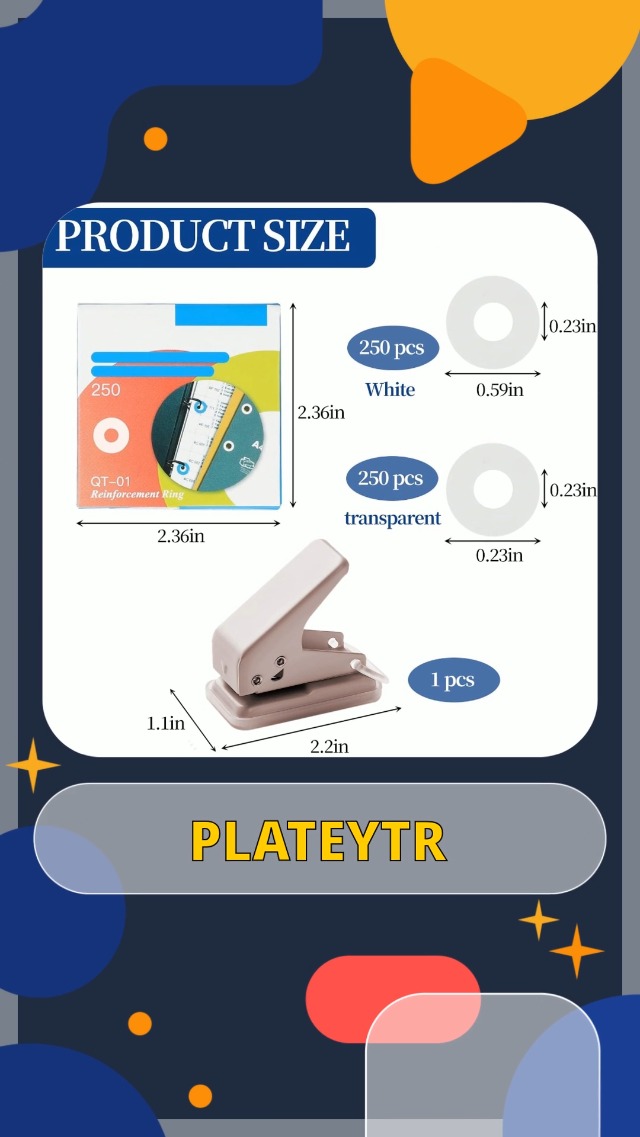 Set 501 Pezzi Foratura E Rinforzi Fogli - 1 Foratrice 6mm + 500 Protezioni Bianche/Trasparenti - Foto 3