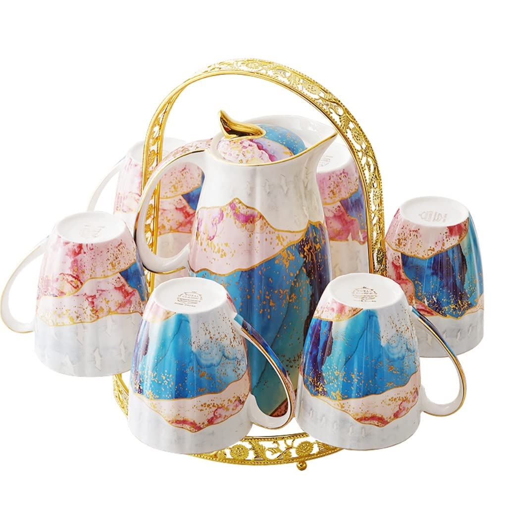 DANNMPX Tea Set Ceramic Tea Set European Cup Pot Home Afternoon Coffee Teapot And Cups(A)