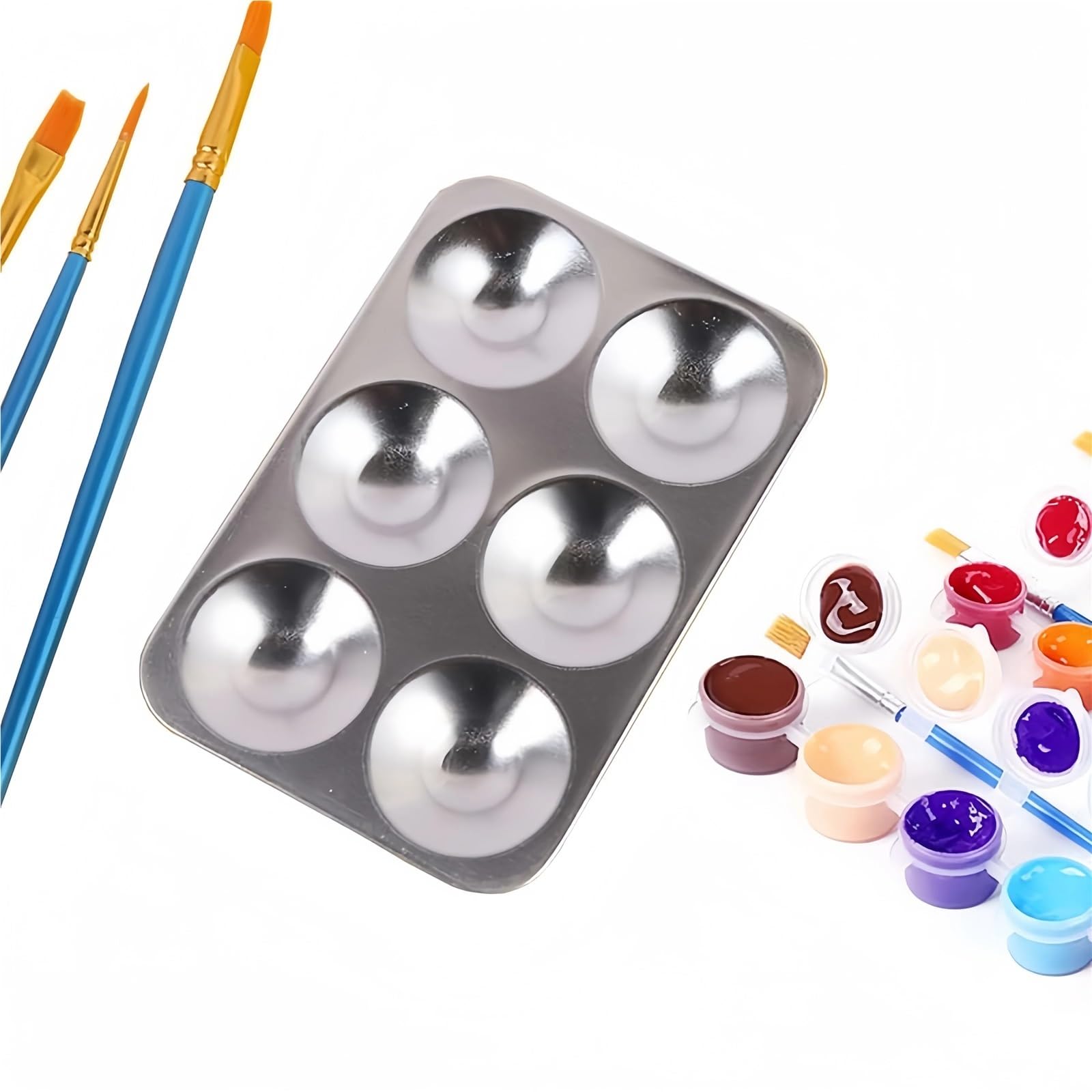 Paleta De Pintura Paleta de Colores de 5 uds., Herramientas de Pintura artística, Paleta Rectangular de 6 Agujeros, Pigmento Gouache